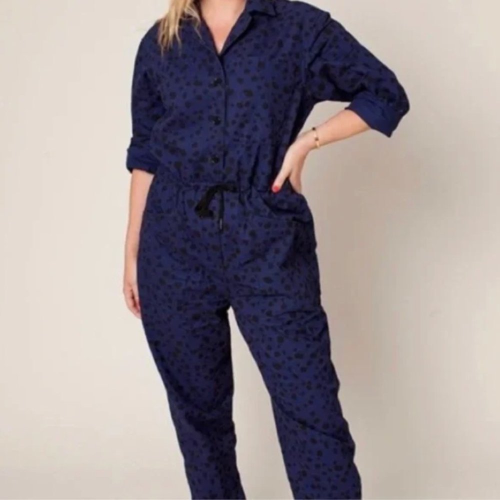 Rachel Antonoff Size XL Ziggy Jumpsuit Blue Dalmatian